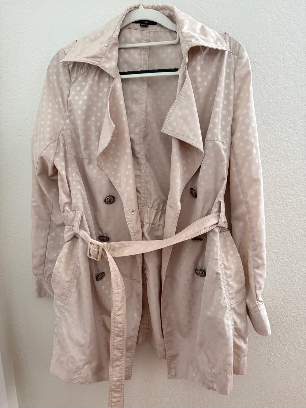 Light Pink Polka Dot Trench Coat with Belt